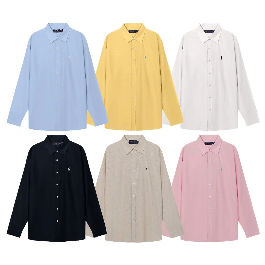 🅿️218 L06# The highest quality in the market, you can scan the code, it will not be sold off the shelves for a long time, import and export version Lauren Ralph Lauren customized 1:1 linen cotton shirt (in stock👀) Size: XS S M L Color: White Pink Yellow Khaki Navy Blue